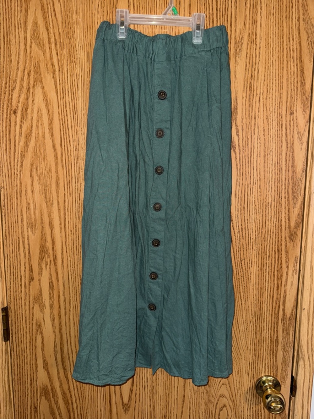 Madewell Teal Button-Front Maxi Skirt with Elastic Waist